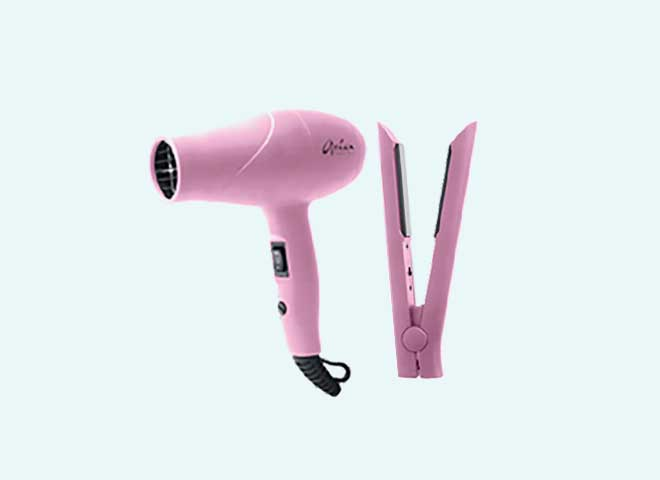 Hair dryer and clearance flat iron set