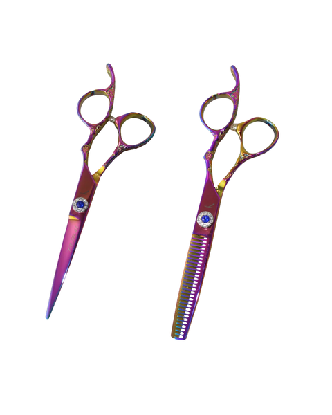 Tribal scissor Ensemble Ultra-cut blue 5.5 pouces or et rose