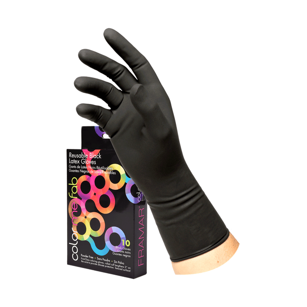 FRAMAR Color Me Fab reusable black latex gloves