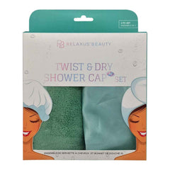 Relaxus Beauty ensemble de serviette à cheveux et bonnet de douche XL turquoise